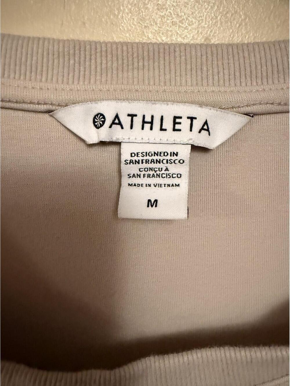 athleta womens ivory short sleeve mixed media blouse top Sz. M - Picture 4 of 4